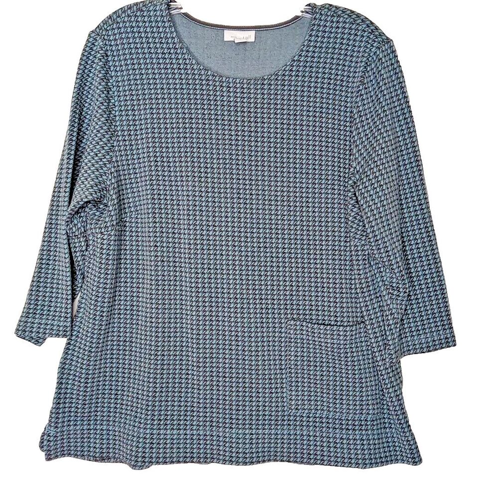 J Jill size Large Top Blue Gray Pullover shirt Flawed-heavy piling